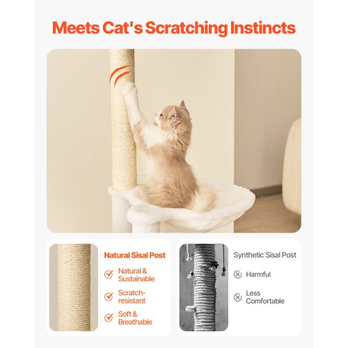 Large Cat Tree 68.9 inches Tall Cat Tower Multilevel Cat Condo Furniture