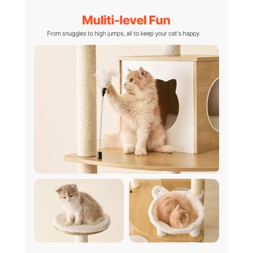 Large Cat Tree 68.9 inches Tall Cat Tower Multilevel Cat Condo Furniture