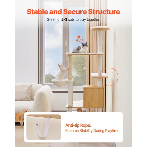 Large Cat Tree 68.9 inches Tall Cat Tower Multilevel Cat Condo Furniture