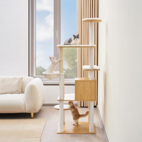 Large Cat Tree 68.9 inches Tall Cat Tower Multilevel Cat Condo Furniture