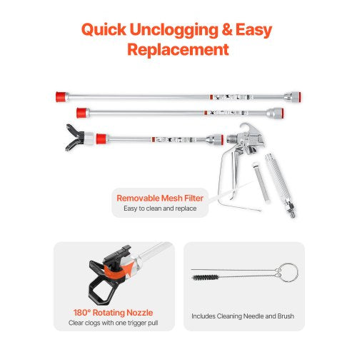 Airless Paint Spray Gun and Hose Kit 3600PSI High Pressure Paint Sprayer