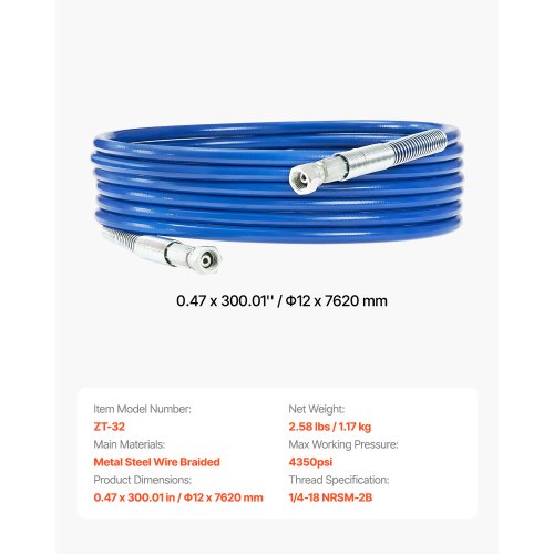 25ft Airless Paint Sprayer Hose 14 in Universal Airless Paint Spray Hose