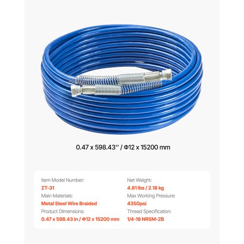 50ft Airless Paint Sprayer Hose 14 in Universal Airless Paint Spray Hose