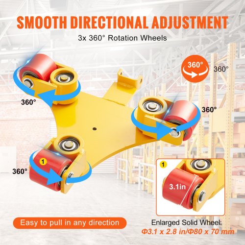 Machinery Skate Dolly 6614 LBS3T Industrial Machinery Mover with Handle