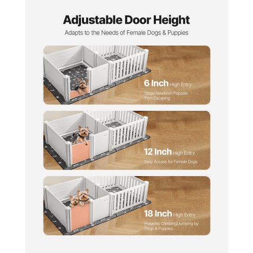 Dog Whelping Box 73X38X197 In Plastic Pen With Adjustable Height Door Puppy