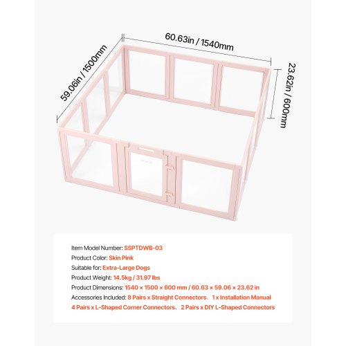 Dog Whelping Box 60X59X23 In Transparent Plastic Pen For Xlarge Sized Dogs