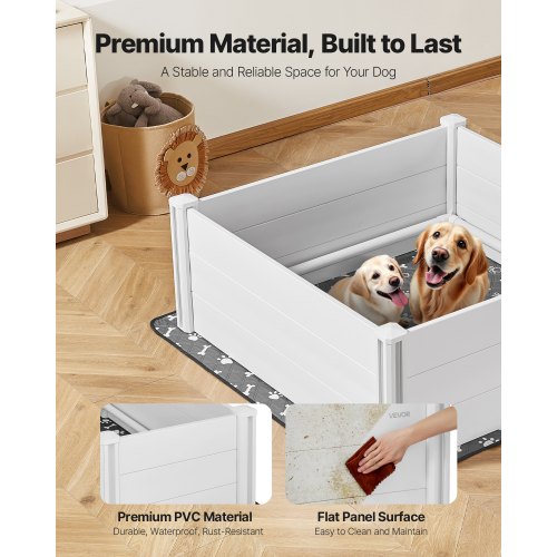Dogs Whelping Box 48 x 48 x 18.1 inch Plastic PVC Puppies Playpen with Height