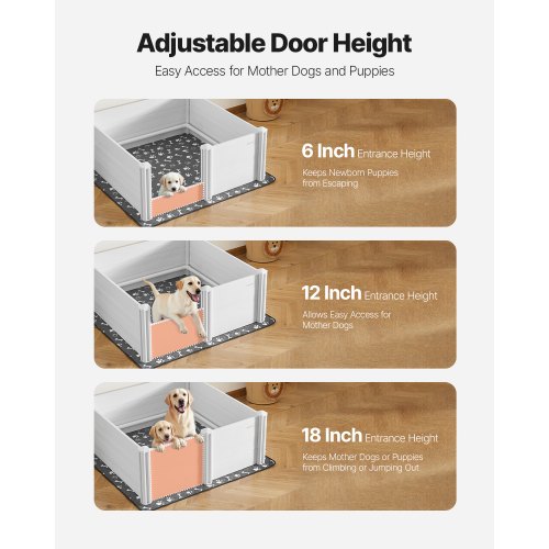 Dogs Whelping Box 48 x 48 x 18.1 inch Plastic PVC Puppies Playpen with Height