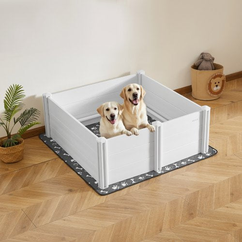Dogs Whelping Box 48 x 48 x 18.1 inch Plastic PVC Puppies Playpen with Height