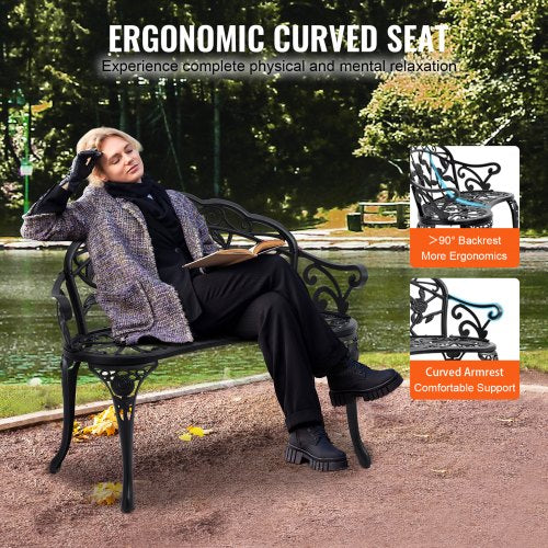 Outdoor Bench 38.8 inches Metal Garden Bench for Outdoors480 lbs Load