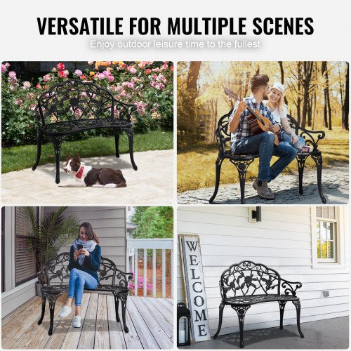 Outdoor Bench 38.8 inches Metal Garden Bench for Outdoors480 lbs Load