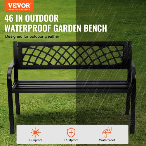 Outdoor Bench46 inches Metal Garden Bench for Outdoors 480 lbs Load