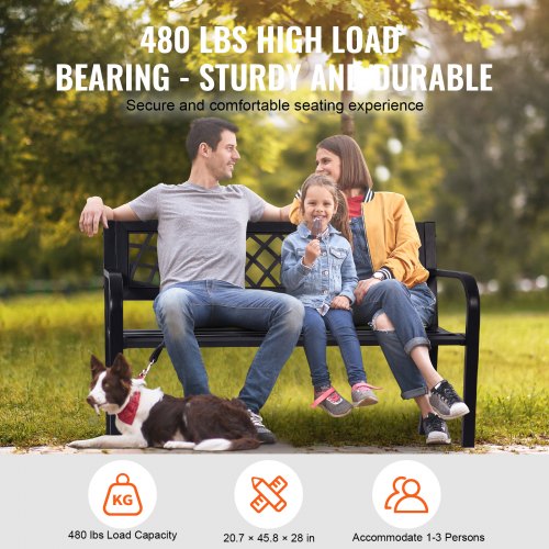 Outdoor Bench46 inches Metal Garden Bench for Outdoors 480 lbs Load