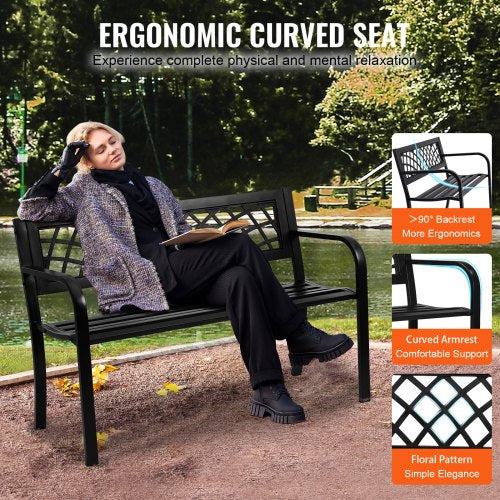 Outdoor Bench46 inches Metal Garden Bench for Outdoors 480 lbs Load