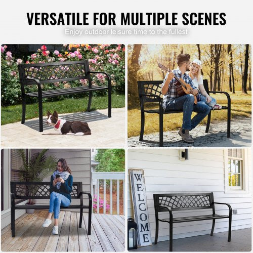 Outdoor Bench46 inches Metal Garden Bench for Outdoors 480 lbs Load