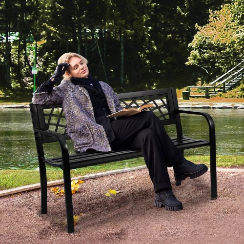 Outdoor Bench46 inches Metal Garden Bench for Outdoors 480 lbs Load