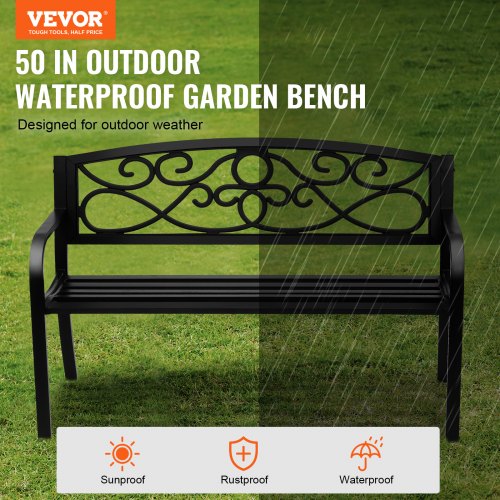 Outdoor Bench 50 inches Metal Garden Bench for Outdoors 550 lbs Load