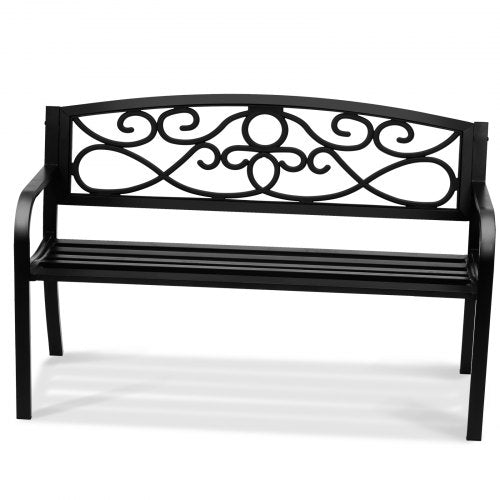 Outdoor Bench 50 inches Metal Garden Bench for Outdoors 550 lbs Load