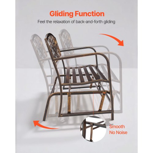 Outdoor Bench 50 Inch Carbon Steel Metal Frame With Cast Iron Backrest And