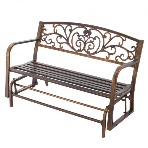 Outdoor Bench 50 Inch Carbon Steel Metal Frame With Cast Iron Backrest And
