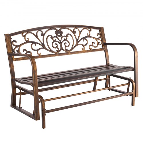 Outdoor Bench 50 Inch Carbon Steel Metal Frame With Cast Iron Backrest And