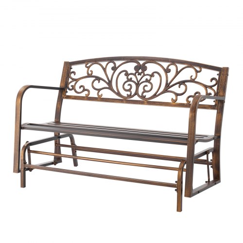 Outdoor Bench 50 Inch Carbon Steel Metal Frame With Cast Iron Backrest And