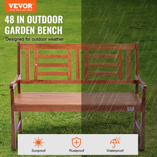 Outdoor Bench 48 inches Wood Garden Bench for Outdoors Outdoor Garden Park