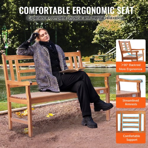Outdoor Bench 48 inches Wood Garden Bench for Outdoors Outdoor Garden Park