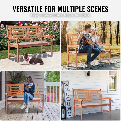 Outdoor Bench 48 inches Wood Garden Bench for Outdoors Outdoor Garden Park