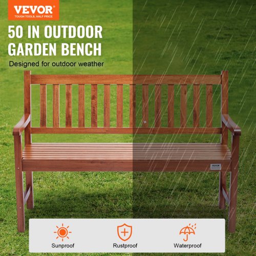 Outdoor Bench 50 inches Wood Garden Bench for Outdoors Outdoor Garden Park