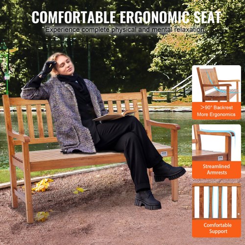 Outdoor Bench 50 inches Wood Garden Bench for Outdoors Outdoor Garden Park