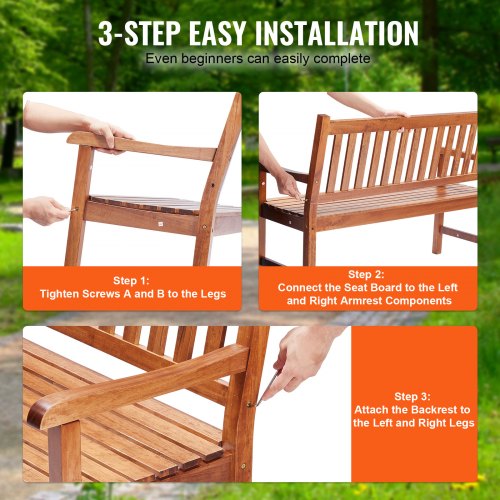 Outdoor Bench 50 inches Wood Garden Bench for Outdoors Outdoor Garden Park