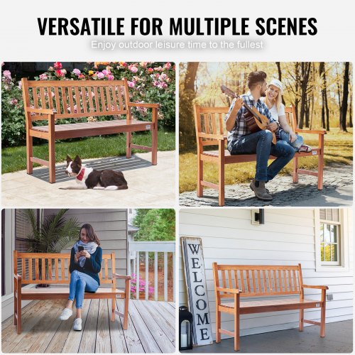 Outdoor Bench 50 inches Wood Garden Bench for Outdoors Outdoor Garden Park
