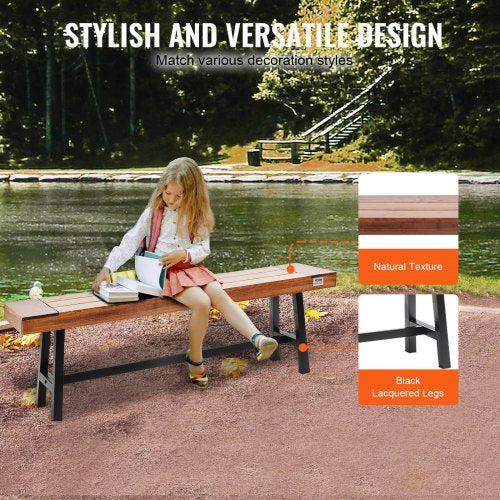 Outdoor Bench 63 inches Wood Garden Bench with Metal Leg for Outdoors