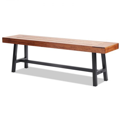 Outdoor Bench 63 inches Wood Garden Bench with Metal Leg for Outdoors