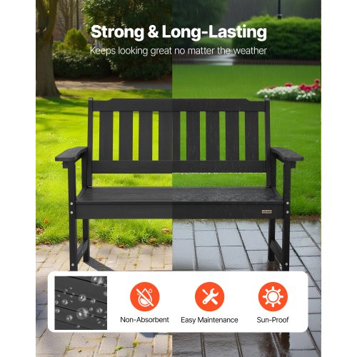 Outdoor Bench 50.5 Inch 800 Lbs Weight Capacity For 23 Persons Weatherproof