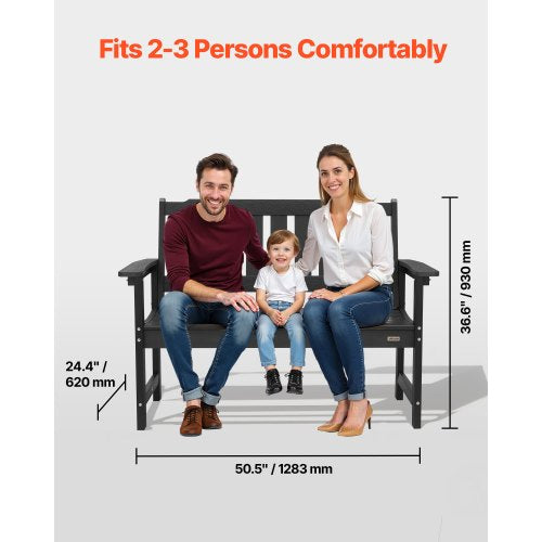 Outdoor Bench 50.5 Inch 800 Lbs Weight Capacity For 23 Persons Weatherproof