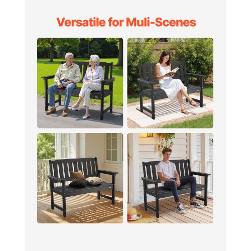 Outdoor Bench 50.5 Inch 800 Lbs Weight Capacity For 23 Persons Weatherproof