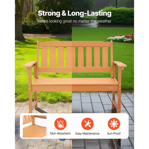 Outdoor Bench 50.5 Inch 800 Lbs Weight Capacity For 23 Persons Weatherproof 64 7