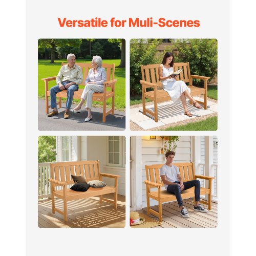 Outdoor Bench 50.5 Inch 800 Lbs Weight Capacity For 23 Persons Weatherproof 64 7