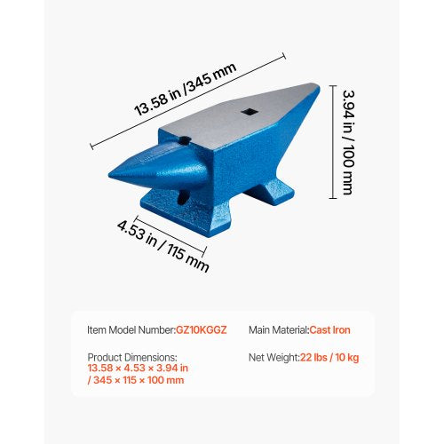 Single Horn Anvil 22Lbs Steel Anvil Blacksmith for Sale Forge Steel Tools