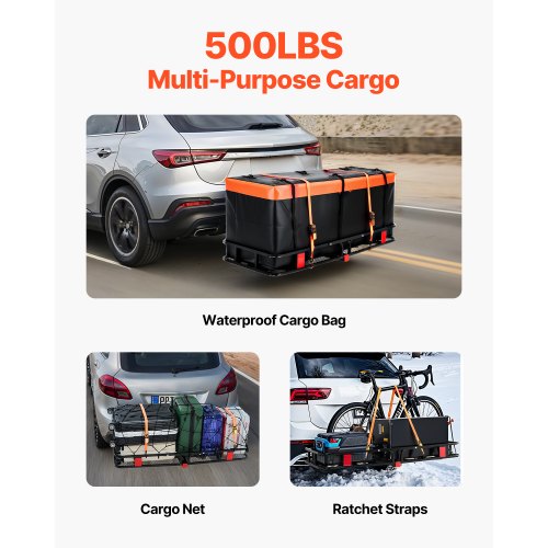 60 x 24 x 6 Hitch Cargo Carrier 500 lbs Capacity Hitch Cargo Carrier
