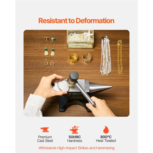 Single Horn Anvil 25lbs Cast Steel Anvil High Hardness Rugged Round Horn