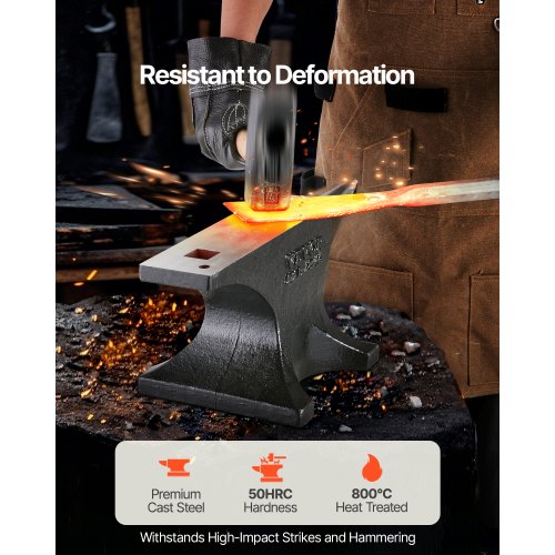 Single Horn Anvil 55lbs Cast Steel Anvil High Hardness Rugged Round Horn