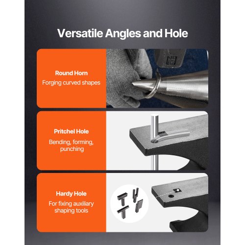 Single Horn Anvil 55lbs Cast Steel Anvil High Hardness Rugged Round Horn