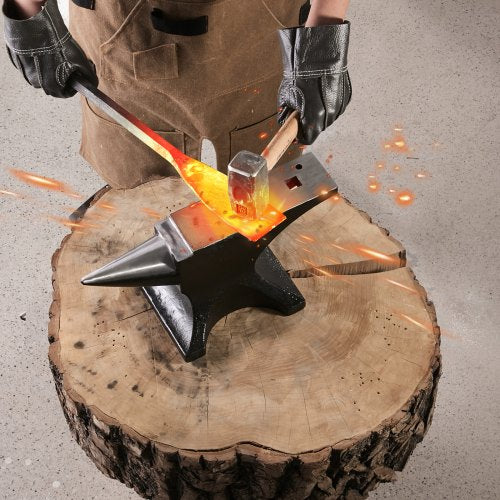 Single Horn Anvil 55lbs Cast Steel Anvil High Hardness Rugged Round Horn