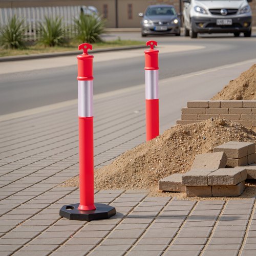 9 Pack Traffic Delineator Posts 48 Inches Safety Cones With Weighted Base And