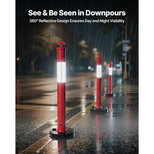 6 Pack Traffic Delineator Posts 48 Inches Safety Cones With Weighted Base And