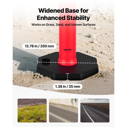 6 Pack Traffic Delineator Posts 48 Inches Safety Cones With Weighted Base And
