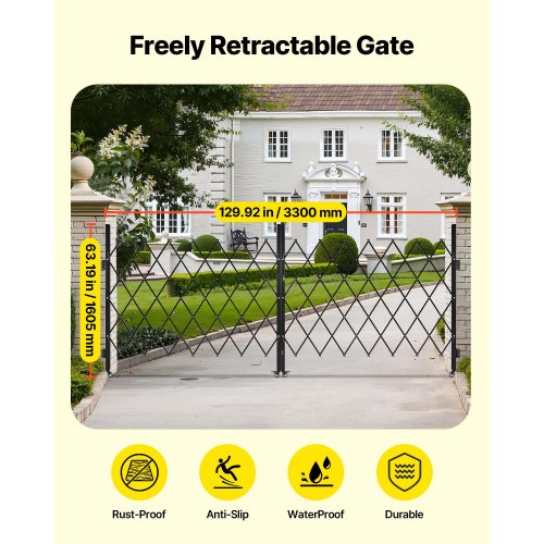 Double Folding Security Gate Lockable Scissor With 360 Swivel Casters Outdoor 84